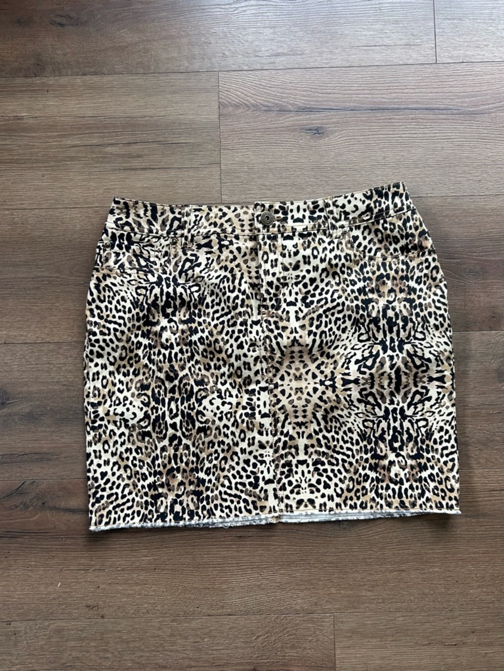 INC International Concepts Leopard Print Mini Skirt - Black & Beige
